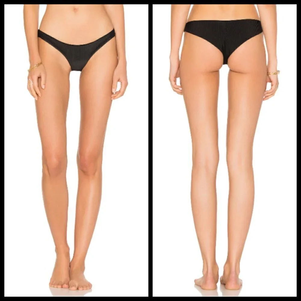 💕FRANKIE'S BIKINIS💕 Greer Ribbed Cheeky Bikini Bottom Black XL NWT